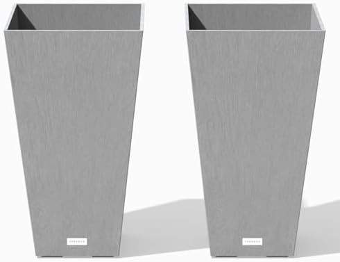 Veradek Pure Series Taper Planter - Tall Tapered Outdoor Planter with Shelf by VeradekOutdoor