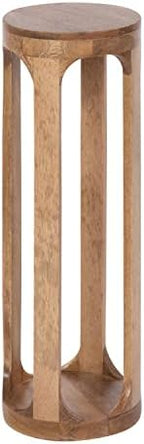 Kate and Laurel Dahl Wooden Round Drink Table; 8 x 23; Natural Brown; Transitional Boho Circle Wood Accent Pedestal Table for Living Room Plant Stand or Small Bedroom Nightstand by KateandLaurel