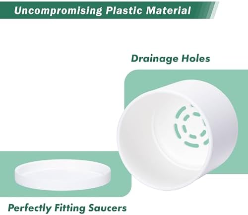 D'vine Dev 4-Pack White Plastic Planters with Saucers, 4.5 in, 74-Z-F-2 - Image 4