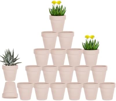vensovo 3 Inch Pink Terracotta & Clay Pot with Drainage, 20 Pack by vensovo