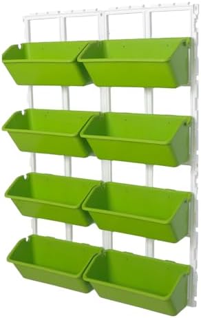 8 Pockets Vertical Garden, 4-Tier Wall Planter, Hanging Planter Stand, Wall Mounted Flower Beds for Vegetables, Floral (Light Green) by Unknown