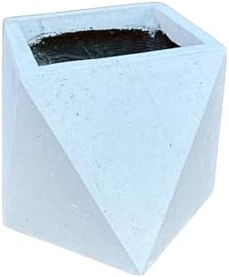 Kalif 'Rhea' 9 Inch Indoor/Outdoor Fiberstone Geometric Planter - White by Unknown