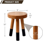 Rubber Wood 9" Round Plant Stand |Dip Dyed Black Stool, Wood Riser |Milking Stool (12" H) - Image 2