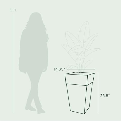 Bloem Finley 25" Tall Recycled Plastic Tapered Planter, Peppercorn, 2-Pack - Image 4