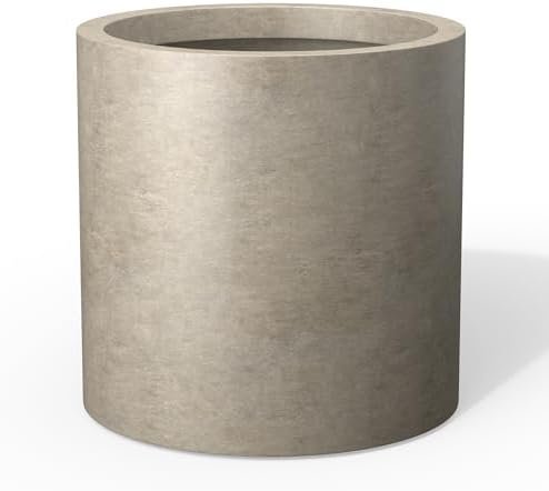 Kante Modern Home Minimalist 15.8" Tall Weathered Concrete Cylinder Planter by Unknown
