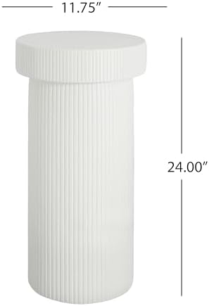 Christopher Knight Home Jorine 24"H Plant Stand, Pedestal Column Side Table, Lightweight Concrete Plant Stand, Indoor Outdoor Plants Standing for Entryway Garden Yard Home, No Assemly Needed, White - Image 4