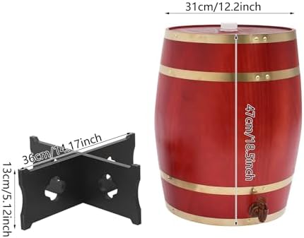 Wine Barrel, 7.93 Gal Wooden Whiskey Barrel with Stand & Spigot – Premium Pine Wood Liquor Dispenser for Home Brewing, Aging, Decor, Bourbon Barrel Style (Tawny, 30L) - Image 6