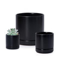 D'vine Dev 3-Pack Ceramic Pots with Saucers, 3/4/6 in, Black, 94-T-S-2 by DvineDevPlanterPotsandStand