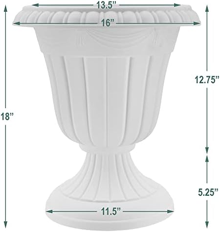 Arcadia Garden Products PL00BK Classic Traditional Plastic Urn Planter, 16” x 18”, Black - Image 6