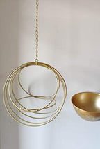 RISEON Boho Gold Metal Plant Hanger,Metal Geometric Hanging Planter, Modern Planter, Mid Century Air Plant Holder Stand, Minimalist Planter for Indoor Outdoor Home Wedding Decor (Gold) - Image 6