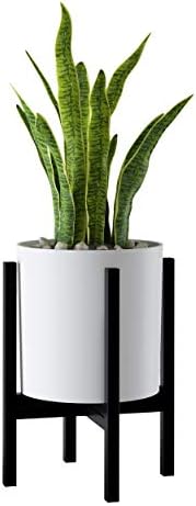 FaithLand 10 Inch Fiberstone Planter - Lightweight Modern Cylinder Plant Pot with Drainage Hole & Plug, Indoor Outdoor Use, Matte White - Image 5