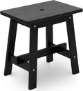 BEEFURNI 18-Inch Rectangular Acacia Wood Stool, Small Bench, Black by BEEFURNI
