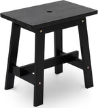 BEEFURNI 18-Inch Rectangular Acacia Wood Stool, Small Bench, Black by BEEFURNI