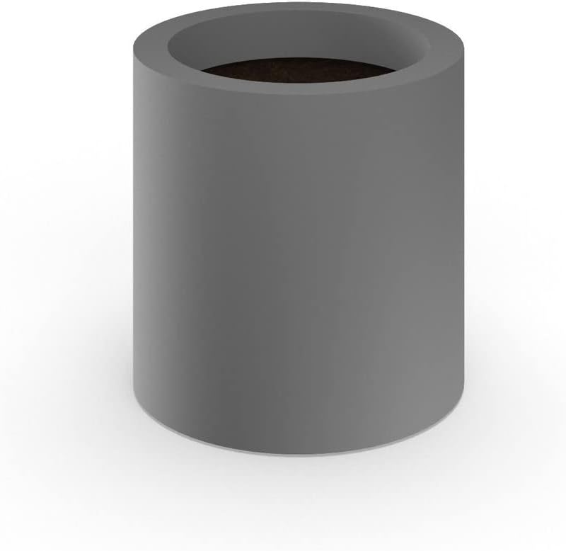 Modern Round Fiberglass Planter 21" Dia x 30" h, Dark Grey Matte by Unknown