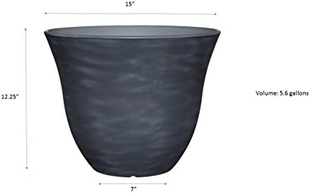 Classic Home and Garden Indoor/Outdoor Round Honeysuckle Resin Flower Pot Planter, Zinc Grey, 15" - Image 4