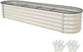 YITAHOME 8x2x1.5ft Galvanized Oval Raised Garden Bed, Metal Planter Box with Safety Rubber, Gloves, Outdoor Flower Bed for Planting Plants Vegetables, Cream Yellow by YITAHOME