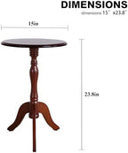 HLR Round Small End Table Set of 2, Wooden Pedestal Side Tables, Dark Brown - Image 3