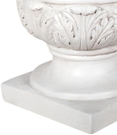 18.31" H Classical Acanthus Leaf Pedestal Urn Planter, Weather-Resistant MGO Outdoor Flower Pot for Garden Patio and Front Porch Entrance,Antique White - Image 6