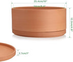 JUXYES 10 Inch Shallow Terracotta Pots with Holes and Saucers for Succulent - Image 2
