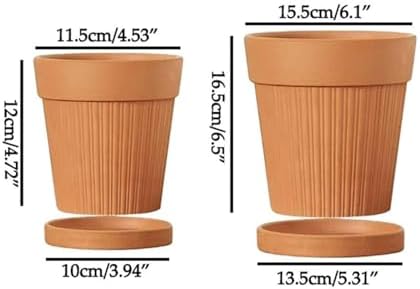 Flower pots 2 Pack Terracotta Planter Flower Pot Outdoor Indoor(15.5cm) - Image 2