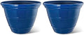 Glitzhome 15.5" D Large Flower Pots, Set of 2 Large Planters for Outdoor Plants with Drainage Holes, Cobalt Blue Faux Ceramic Finish, Plastic Tall Flower Pots for Garden, Patio, Porch or Indoor Use by Glitzhome