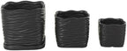 Deco 79 Ceramic Indoor Outdoor Planter Wavy Ribbed Large Planter Pot with Attached Saucer, Set of 3 Planters 7",6",5" H, Black - Image 3