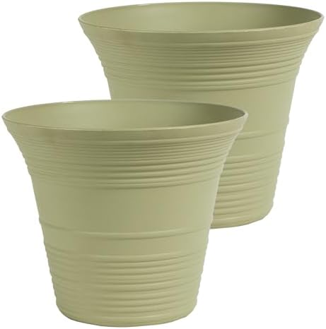 The HC Companies Sedona Self-Watering Planter Pot, 16 Inch, Seafoam, 2-Pack by TheHCCompanies