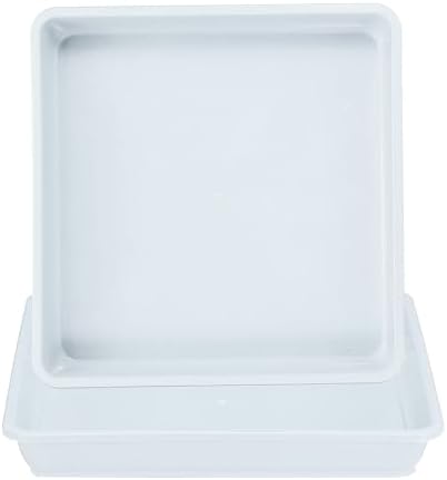 PATIKIL 16 Inch Plant Saucer Tray, 2 Pack PP Plastic Square Plant Saucer Flower Planter Drip Tray for Indoors Outdoors Patio Balcony, White by PATIKIL