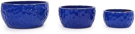 15" Handmade Ceramic Planters, Set of 3, 15/12/10 Inch, Antique Blue - Image 3