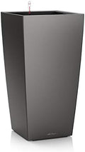 Lechuza CUBICO 22 Charcoal Metallic, Self-Watering Tall Planter, H16.1 L8.7 W8.7 in by LECHUZA