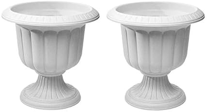Novelty Classic Urn Garden Pot/Planter, Plastic, Stone Color - 14 Inch (2 Pack) by Unknown