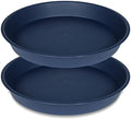 2 Pack of 18 19 inch Plant Saucer Drip Tray (16.6 inch Base), Heavy Duty Deep Plant Saucers for Pots, Plastic Flower Planter Water Trays for Indoors Outdoor (19", Blue) by Bleuhome