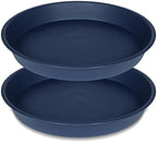 2 Pack of 18 19 inch Plant Saucer Drip Tray (16.6 inch Base), Heavy Duty Deep Plant Saucers for Pots, Plastic Flower Planter Water Trays for Indoors Outdoor (19", Blue) by Bleuhome