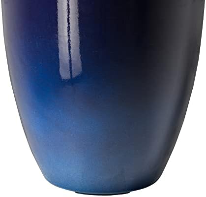 Glitzhome Set of 2 Tall Planters for Outdoor Plants, 16.75''H Large Gradient Cobalt Blue Planter Tall Plant Pot with Drainage Hole for Outdoor Front Porch and Patio - Image 5