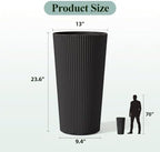 24" Tall Planters for Outdoor Plants with Insert, Set of 2 Black - Image 2