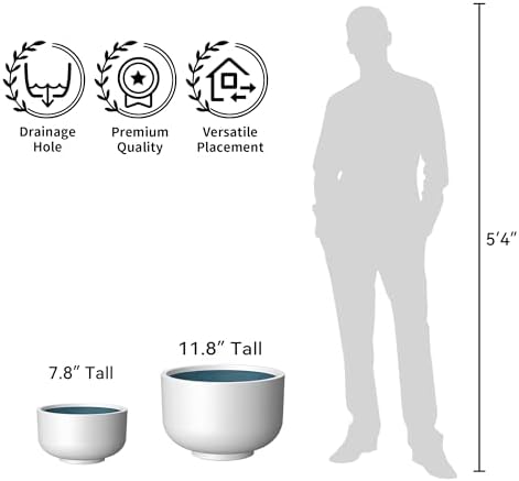 Kante Accent Round Pedestal White Concrete Planter 17.7" Dia, Outdoor - Image 7