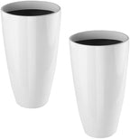 2PCS 21in Tall Planter for Outdoor Plants Large Flower Pots White by Goldshire