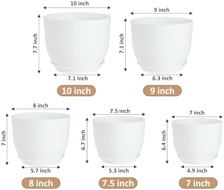YNNICO Plant Pots 10/9/8/7.5/7 inch with Multi Mesh Drainage Holes - Image 2