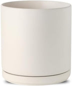 ADN 10inch White Ceramic Planter Pot with Drainage Hole and Saucer by Unknown