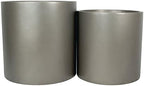 Brea Round Cylinder Fiberglass Planter (D:12" x H:12", Metallic Grey) - Image 2