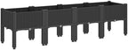 Gecheer Elevated Garden Planter Box with Legs, 160x40x42 cm Black PP Raised Bed with Rattan Look, Large Outdoor Flower Pot for Patio Terrace Vegetables Climbing Plants, Easy Drainage Bottom Design - Image 5