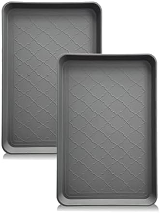 PetLike Boot Tray for Entryway Indoor, Pet Food Mat, 23 x 15.5 inch 2 Packs, Waterproof Rubber Shoe Tray for Indoor and Outdoor, Multi-Purpose Trays for Boots, Shoes, Pets, Garden by PetsLikePetLike