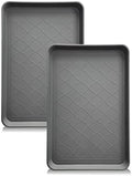 PetLike Boot Tray for Entryway Indoor, Pet Food Mat, 23 x 15.5 inch 2 Packs, Waterproof Rubber Shoe Tray for Indoor and Outdoor, Multi-Purpose Trays for Boots, Shoes, Pets, Garden by PetsLikePetLike