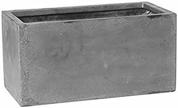 Pottery Pots Sleek Flower Box Elegant Modern Gray Rectangular Indoor Outdoor Planter Pot – 8”H x 8”W x 16”L - Flower Planters by Pottery+Pots