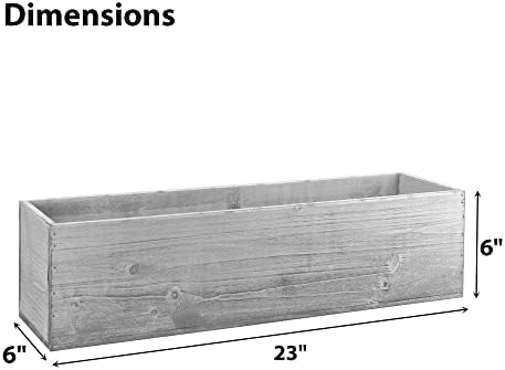CYS EXCEL White Rectangle Wood Planter Box with Removable Plastic Liner (H:6" Open:23"x6") | Multiple Size Choices Wood Rectangular Planter White Color | Indoor Decorative Window Box - Image 2