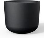Kante Large Round Capsule Black Concrete Planter 13.2" Dia, Outdoor by Unknown