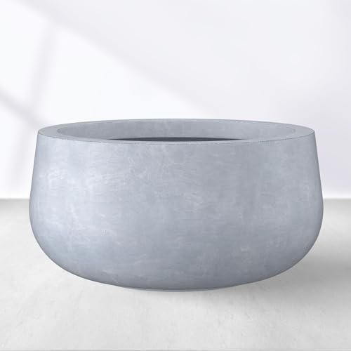 Kante Blue Gray Concrete Planter 18.5" Dia All-Weather Round Large Pot by Unknown