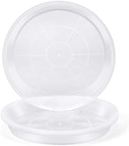 4 Pack 16 17 18 19 20 21 22 in Clear Plastic Plant Saucers for Indoors, Durable Plant Trays for Pots and Plant Water Catcher Tray with No Holes, Reusable Plastic Trays for Plants (19''-4Pack) by FUOAUYK