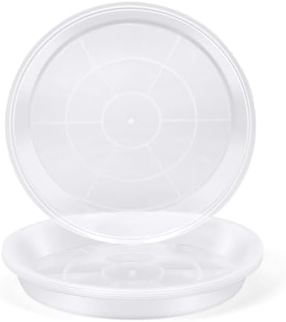 4 Pack 16 17 18 19 20 21 22 in Clear Plastic Plant Saucers for Indoors, Durable Plant Trays for Pots and Plant Water Catcher Tray with No Holes, Reusable Plastic Trays for Plants (19''-4Pack) by FUOAUYK
