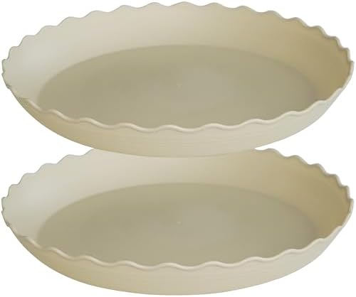 2 Pack Plant Saucer 18 inch, Heavy Duty Plastic Plant Saucers, Durable Plant Tray for Pots, Flower Saucers for Indoors, Plant Pot Saucers, Trays for Planter (Beige) by Unknown